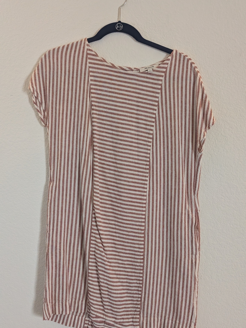 Madewell White and Rust-Striped Mini Dress